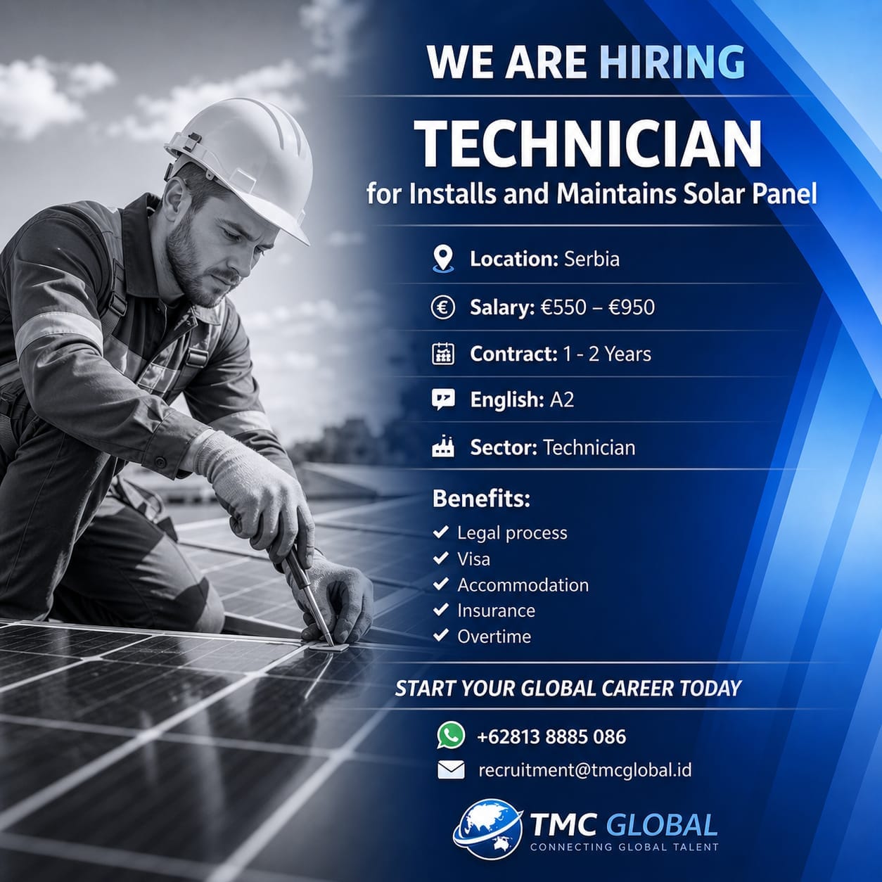 TECHNICIAN For Installs and Maintains Solar Panel